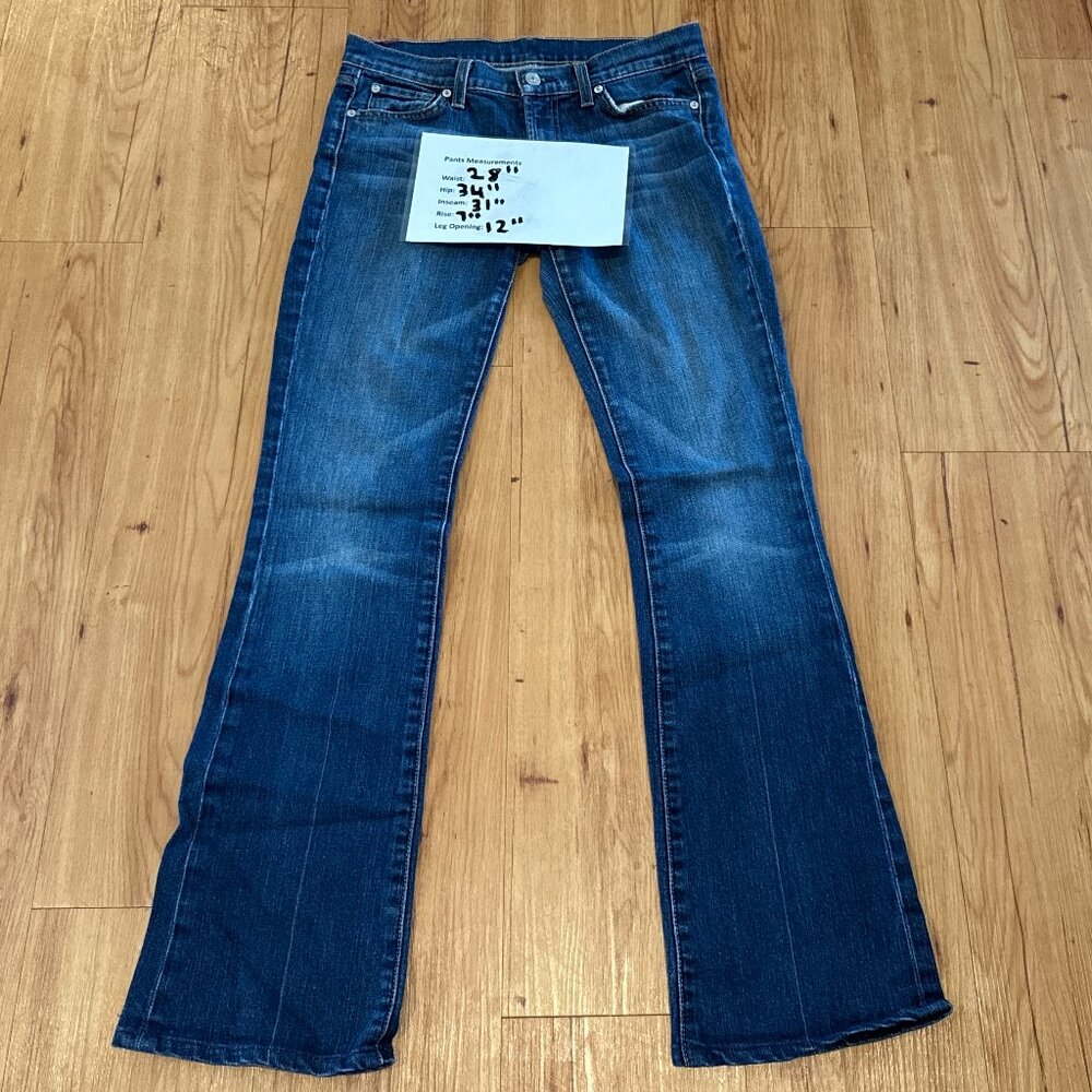 7 For All Mankind Mid Rise Bootcut Jeans Women's Size 27 Dark Wash Stretch Denim